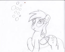 Size: 1001x798 | Tagged: safe, artist:toon-n-crossover, derpy hooves, pegasus, pony, bubble, cute, cutie mark, doodle, female, mare, monochrome, pencil drawing, sketch, solo