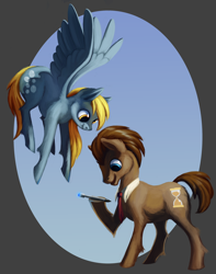 Size: 2830x3583 | Tagged: safe, artist:hoofboot, derpy hooves, doctor whooves, pegasus, pony, doctor who, female, mare, sonic screwdriver