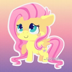 Size: 450x450 | Tagged: safe, artist:miss-glitter, fluttershy, pegasus, pony, chibi, cute, solo