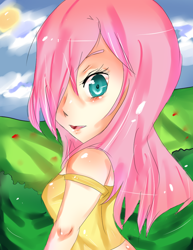 Size: 800x1037 | Tagged: safe, artist:k-chan619, fluttershy, clothes, female, humanized, pink hair, solo