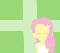 Size: 820x721 | Tagged: safe, artist:maareep, artist:typhwosion, fluttershy, equestria girls, abstract background, blushing, female, lineless, minimalist, modern art, smiling, solo, wallpaper