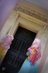 Size: 427x640 | Tagged: safe, artist:luminacosplay, artist:stunt-sheep, artist:xiiiluminaxiii, cup cake, fluttershy, human, cosplay, german, irl, irl human, photo