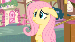 Size: 480x270 | Tagged: safe, fluttershy, pegasus, pony, magical mystery cure, animated, cute, fiddling, shyabetes, solo, swapped cutie marks, worried
