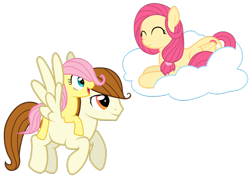 Size: 1600x1140 | Tagged: safe, artist:jennieoo, fluttershy, pegasus, pony, family, filly, parent