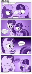 Size: 1480x3400 | Tagged: safe, artist:datapony, starlight glimmer, twilight sparkle, twilight sparkle (alicorn), oc, alicorn, pony, book, comic, facehoof, i can't believe it's not dori-to, magic, monochrome, silly, style emulation, that pony sure does love books