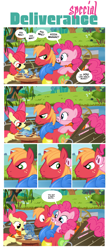 Size: 900x2088 | Tagged: safe, artist:pixelkitties, apple bloom, big macintosh, crackle, derpy hooves, gummy, pinkie pie, dragon, earth pony, pony, pinkie apple pie, comic, dejarik, deliverance, floaty, hologram, lifejacket, male, piggie pie, stallion, star wars