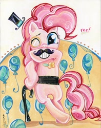 Size: 1183x1502 | Tagged: safe, artist:sararichard, pinkie pie, earth pony, pony, monocle, solo, traditional art