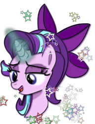 Size: 2108x2740 | Tagged: safe, artist:jxst-starly, starlight glimmer, pony, unicorn, bust, cute, glimmerbetes, glowing horn, ribbon, simple background, solo, stars, transparent background, vector