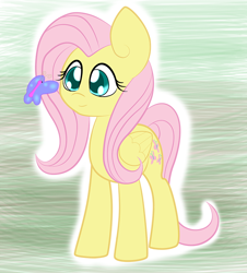 Size: 600x663 | Tagged: safe, artist:martian, fluttershy, butterfly, pegasus, pony, female, mare, solo