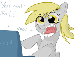 Size: 777x606 | Tagged: safe, artist:klondike, derpy hooves, pegasus, pony, computer, female, laptop computer, mare, solo