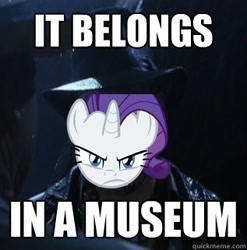 Size: 317x321 | Tagged: safe, edit, rarity, pony, unicorn, castle mane-ia, bad edit, image macro, indiana jones