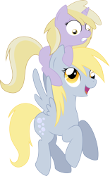 Size: 1989x3185 | Tagged: safe, artist:nazoth, derpy hooves, dinky hooves, pegasus, pony, female, mare, riding