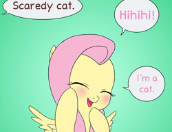 Size: 1022x791 | Tagged: safe, artist:doublewbrothers, fluttershy, cat, pegasus, pony, behaving like a cat, blushing, cropped, cute, doublewbrothers is trying to murder us, eyes closed, female, happy, hnnng, mare, open mouth, shyabetes, smiling, solo, weapons-grade cute