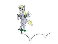 Size: 1018x774 | Tagged: safe, artist:lunarapologist, derpy hooves, pegasus, pony, female, letter, mare, mouth hold, pogo stick, solo