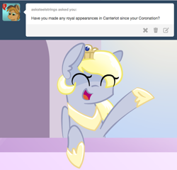 Size: 600x575 | Tagged: safe, derpy hooves, pegasus, pony, ask princess derpy, female, mare, princess derpy, solo, tumblr, waving