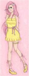 Size: 287x758 | Tagged: safe, artist:mara-ra-ra, fluttershy, clothes, female, humanized, pink hair, solo