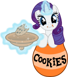 Size: 5272x6000 | Tagged: safe, artist:filpapersoul, rarity, pony, unicorn, absurd resolution, cookie, cookie jar, cookie jar pony, cute, eating, food, magic, messy eating, raribetes, simple background, solo, transparent background, vector