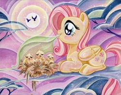 Size: 1018x800 | Tagged: safe, artist:sararichard, fluttershy, pegasus, pony, female, mare, solo, traditional art