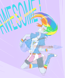 Size: 1200x1440 | Tagged: safe, artist:kkmrarar, derpibooru import, rainbow dash, equestria girls, rainbow rocks, grin, guitar, one eye closed, smiling, solo, wink