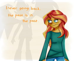Size: 864x720 | Tagged: safe, artist:lelka-philka, sunset shimmer, equestria girls, my past is not today, frozen (movie), grammar error, let it go, song reference