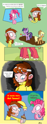 Size: 1000x2638 | Tagged: safe, artist:thewormouroboros, applejack, big macintosh, pinkie pie, twilight sparkle, earth pony, human, pony, comic, cupcake, male, stallion