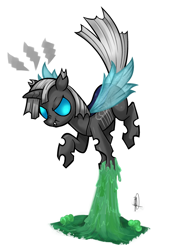 Size: 762x1116 | Tagged: safe, artist:php13, derpy hooves, changeling, pegasus, pony, askchrysalis, changelingified, female, mare, solo