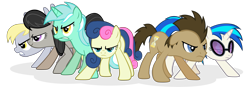 Size: 8000x2788 | Tagged: safe, artist:mrflabbergasted, bon bon, derpy hooves, dj pon-3, doctor whooves, lyra heartstrings, octavia melody, sweetie drops, vinyl scratch, earth pony, pegasus, pony, unicorn, background six, female, male, mare, simple background, stallion, transparent background