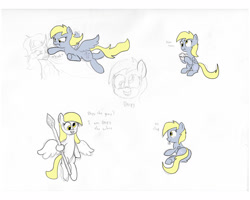 Size: 3500x2800 | Tagged: safe, artist:frikdikulous, derpy hooves, king sombra, pegasus, pony, colored, female, lord of the rings, mare, muffin, simple background, sketch, sketch dump