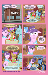 Size: 792x1224 | Tagged: safe, artist:henbe, derpy hooves, suri polomare, oc, pegasus, pony, rarity takes manehattan, comic, cupcake, female, irony, justice, karma, laser-guided karma, mare, muffin