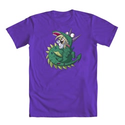 Size: 1000x1000 | Tagged: safe, artist:xkappax, crackle, derpy hooves, dragon, pegasus, pony, clothes, costume, female, mare, shirt, t-shirt, welovefine