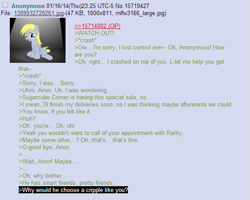 Size: 561x449 | Tagged: safe, derpy hooves, /mlp/, 4chan, anon in equestria, feels, greentext, rejection, rejection is magic, sad, text