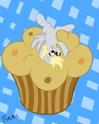 Size: 2000x2500 | Tagged: safe, artist:psalmie, derpy hooves, pegasus, pony, female, giant muffin, mare, muffin, solo, tongue out