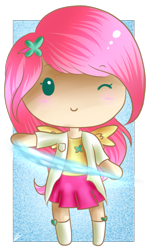 Size: 600x1000 | Tagged: safe, artist:kawaiicutie-chan, fluttershy, avatar the last airbender, bending, chibi, humanized, solo, water, winged humanization