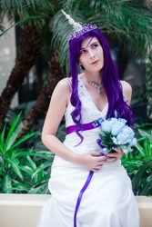 Size: 600x900 | Tagged: safe, artist:catclass, rarity, human, 2013, afo 2013, anime festival orlando, bouquet, cosplay, irl, irl human, necklace, photo, solo, tiara