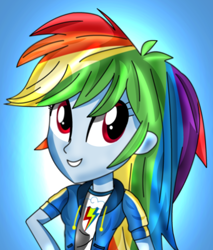 Size: 2568x3012 | Tagged: safe, artist:midosakr10, derpibooru import, rainbow dash, better together, equestria girls, clothes, female, missing accessory, smiling, solo