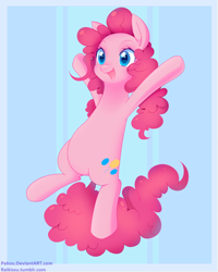 Size: 534x667 | Tagged: safe, artist:pekou, pinkie pie, earth pony, pony, happy, jumping, solo