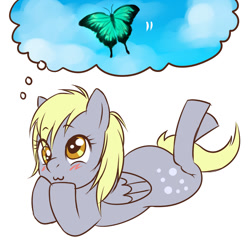 Size: 894x890 | Tagged: safe, derpy hooves, butterfly, pegasus, pony, ask derpyhooves, female, mare, solo, tumblr