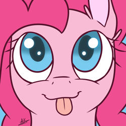 Size: 3200x3200 | Tagged: safe, artist:thezealotnightmare, pinkie pie, earth pony, pony, close-up, solo, tongue out