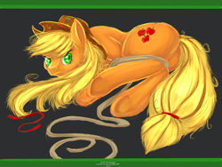 Size: 3000x2250 | Tagged: safe, artist:blindcoyote, applejack, earth pony, pony, blonde mane, bondage, female, mare, orange coat, solo