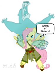 Size: 500x666 | Tagged: safe, artist:m.a.b, fluttershy, harry, pegasus, pony, angry, crossover, league of legends, ponified, simple background, transparent background, udyr, vector