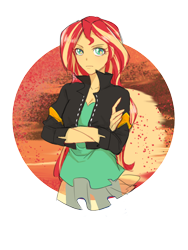 Size: 768x1024 | Tagged: safe, artist:extraluna, sunset shimmer, equestria girls, clothes, crossed arms, leather jacket, solo