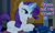 Size: 580x346 | Tagged: safe, screencap, rarity, pony, unicorn, castle mane-ia, caption, image macro, magic, pun, reaction image, sewing, solo, string, telekinesis, text, thread