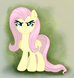 Size: 965x1010 | Tagged: safe, artist:joakaha, fluttershy, pegasus, pony, female, mare, signature, smiling, solo