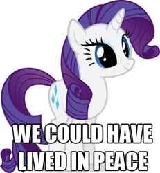 Size: 510x552 | Tagged: safe, rarity, pony, unicorn, female, image macro, mare, meme, purple mane, solo, white coat