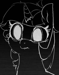 Size: 428x544 | Tagged: safe, artist:lunarmarshmallow, twilight sparkle, pony, gradient background, grayscale, monochrome, simple background, solo