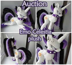 Size: 2104x1900 | Tagged: safe, artist:kuroran, princess celestia, alicorn, pony, between dark and dawn, advertisement, emo, emolestia, plushie, punklestia, solo