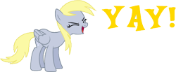 Size: 480x198 | Tagged: safe, derpy hooves, pegasus, pony, background pony, female, flutteryay, mare, simple background, solo, transparent background, yay