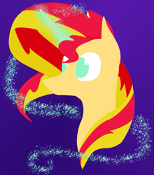 Size: 657x747 | Tagged: safe, artist:pony-from-everfree, sunset shimmer, pony, bust, digital art, lineless, magic, portrait, solo, sparkles