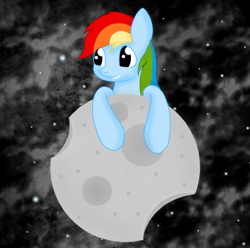 Size: 585x580 | Tagged: safe, artist:iiaquasplash, derpibooru import, rainbow dash, pegasus, pony, asteroid, solo, space, tangible heavenly object