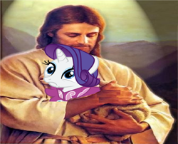 Size: 2596x2100 | Tagged: safe, rarity, pony, unicorn, christianity, clothes, female, jesus christ, religion